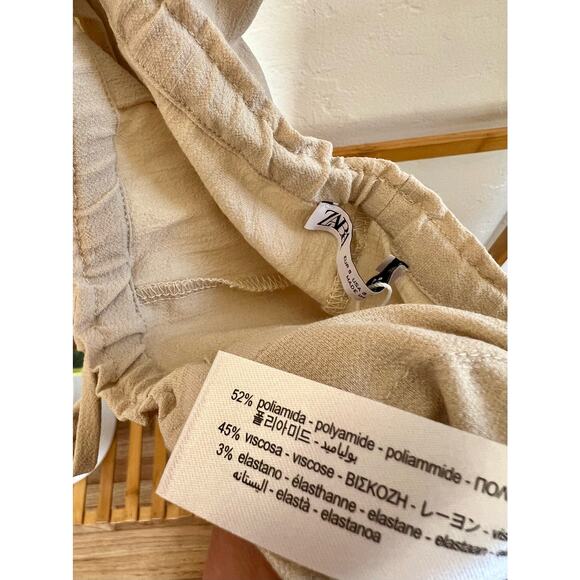 Zara Tan Wide Leg Pull On Trouser - Picture 5 of 7